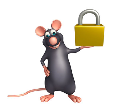 fun Rat cartoon character with lock