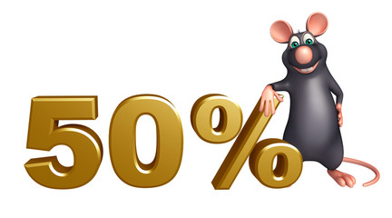cute Rat cartoon character with 50% sign