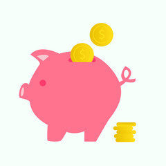 piggy bank with money vector illustration | saving concept 