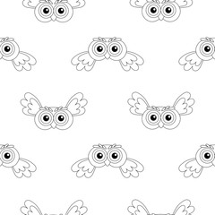 flying owl vector seamless pattern. 