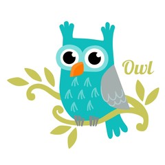 Owl isolated vector illustration.