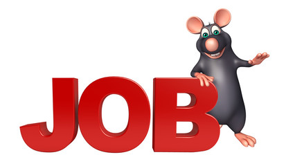 cute  Rat cartoon character with job sign