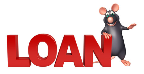 cute  Rat cartoon character with loan sign