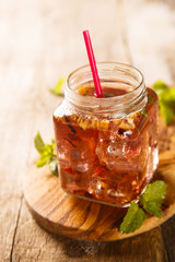 Ice tea with fruits
