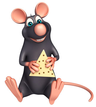 sitting   Rat cartoon character  with paneer
