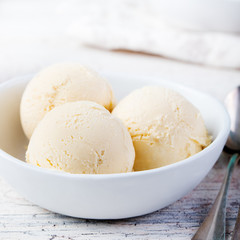 Fototapeta na wymiar Vanilla Ice Cream in bowl Organic product
