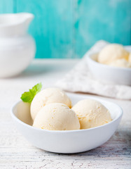 Vanilla Ice Cream in bowl Organic product