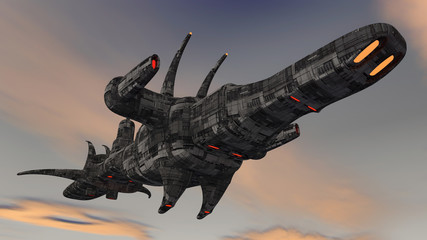 3d render. Futuristic spaceship UFO © Miguel Aguirre