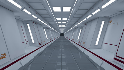 3d render interior. Futuristic hallway. Interior concept design