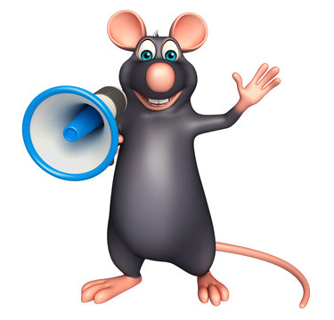 fun  Rat cartoon character with loud speaker