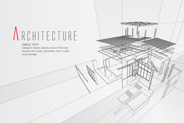 An exploded view of a building