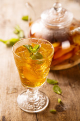 Tea with fruits and fresh mint