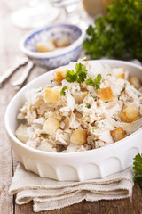 Chicken salad with croutons