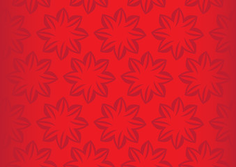 Naklejka na ściany i meble Bright Red Floral Repeat Pattern Seamless Vector Background Desi