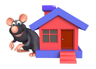 Rat cartoon character with home
