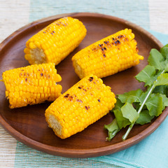 Grilled corn on the cob with salt and butter