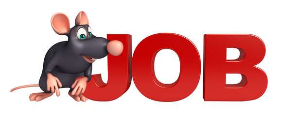 cute  Rat cartoon character with job sign