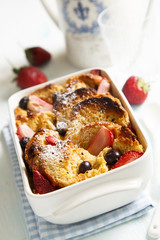 Bread pudding with berries