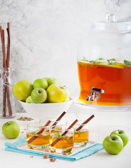 Apple, white wine punch, tea, mulled cider 