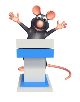 Rat cartoon character with speech stage