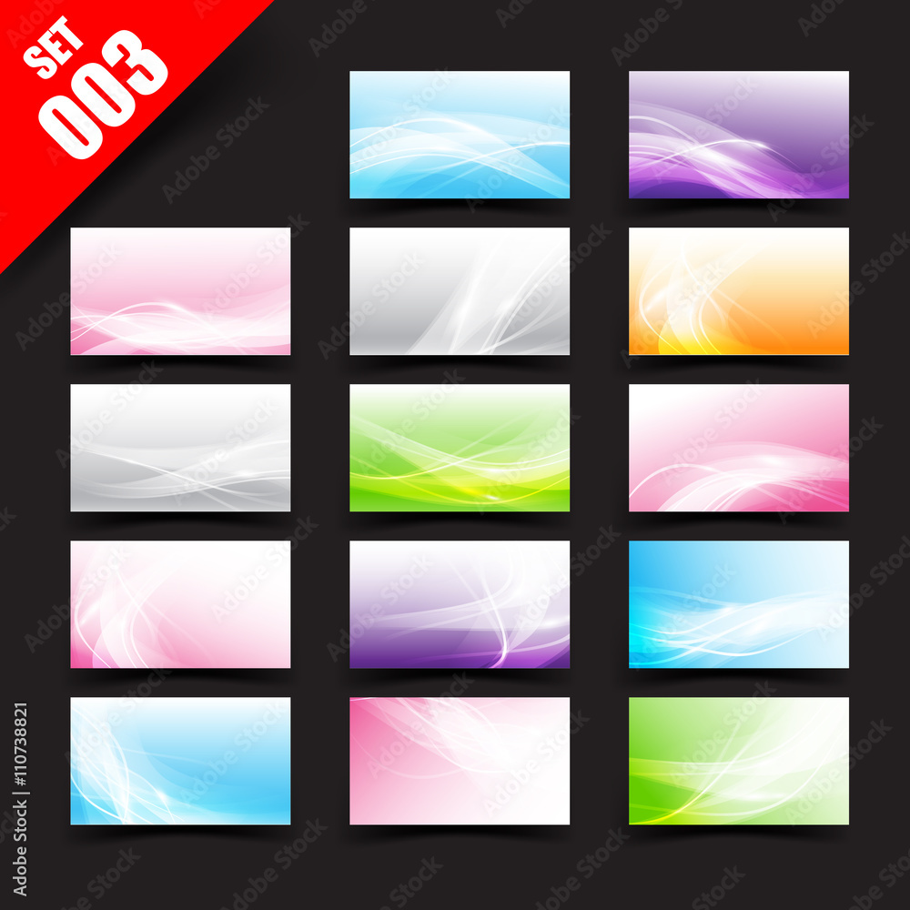 Poster collection of business card and banner template with curve wave