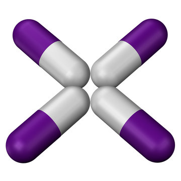 Purple pills. 3D rendering.