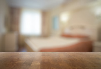 wooden table in the bedroom