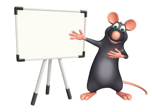 cute  Rat cartoon character with  display board