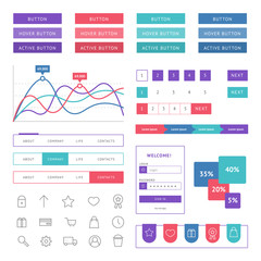 Flat dashboard, set of ui web infographic elements 