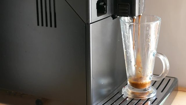 Coffee machine making espresso lungo