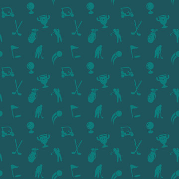seamless pattern with golf icons, seamless background for website, golf cart, clubs, ball, golf player, vector illustration