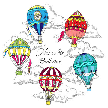Background with Hot Air Balloons