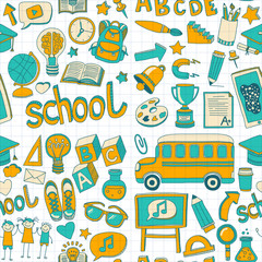 Vector doodle set with school items