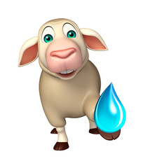 cute Sheep cartoon character with water drop