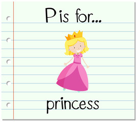 Flashcard letter P is for princess