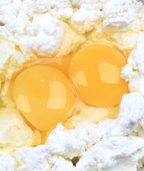 cottage cheese with raw chicken eggs homemade food eco product