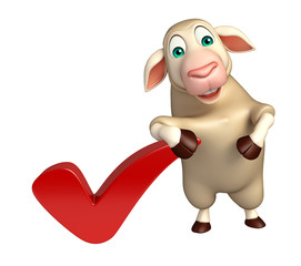 cute Sheep cartoon character with right sign