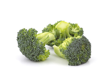 Raw broccoli on white background