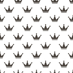 Vector monochrome crowns seamless pattern background.