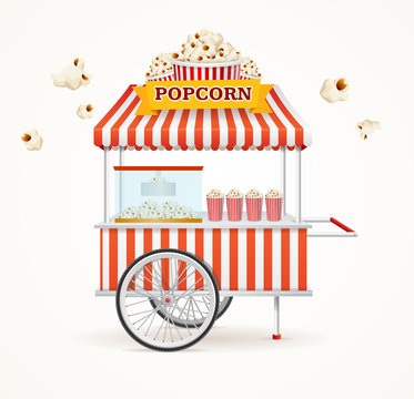 Pop Corn Street Vendor Mobile Store. Vector