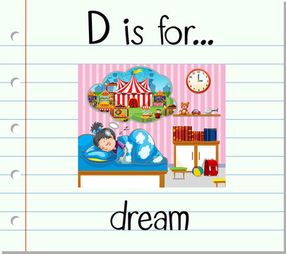 Flashcard letter D is for dream