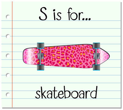 Flashcard letter S is for skateboard