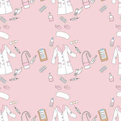 Seamless pattern with medical things