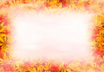 Autumn background with leafs, mist and place for text
