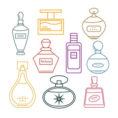 Set of colored contour perfumes. Vector
