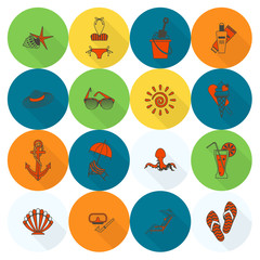 Summer and Beach Simple Flat Icons