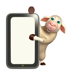 cute Sheep cartoon character with mobile