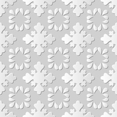 Fototapeta na wymiar Seamless 3D white paper cut art background 400 elegant cross flower
