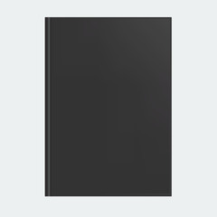 Mockup of blank black realistic book cover.