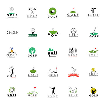 Golf Icons Set - Isolated On White Background - Vector Illustration, Graphic Design